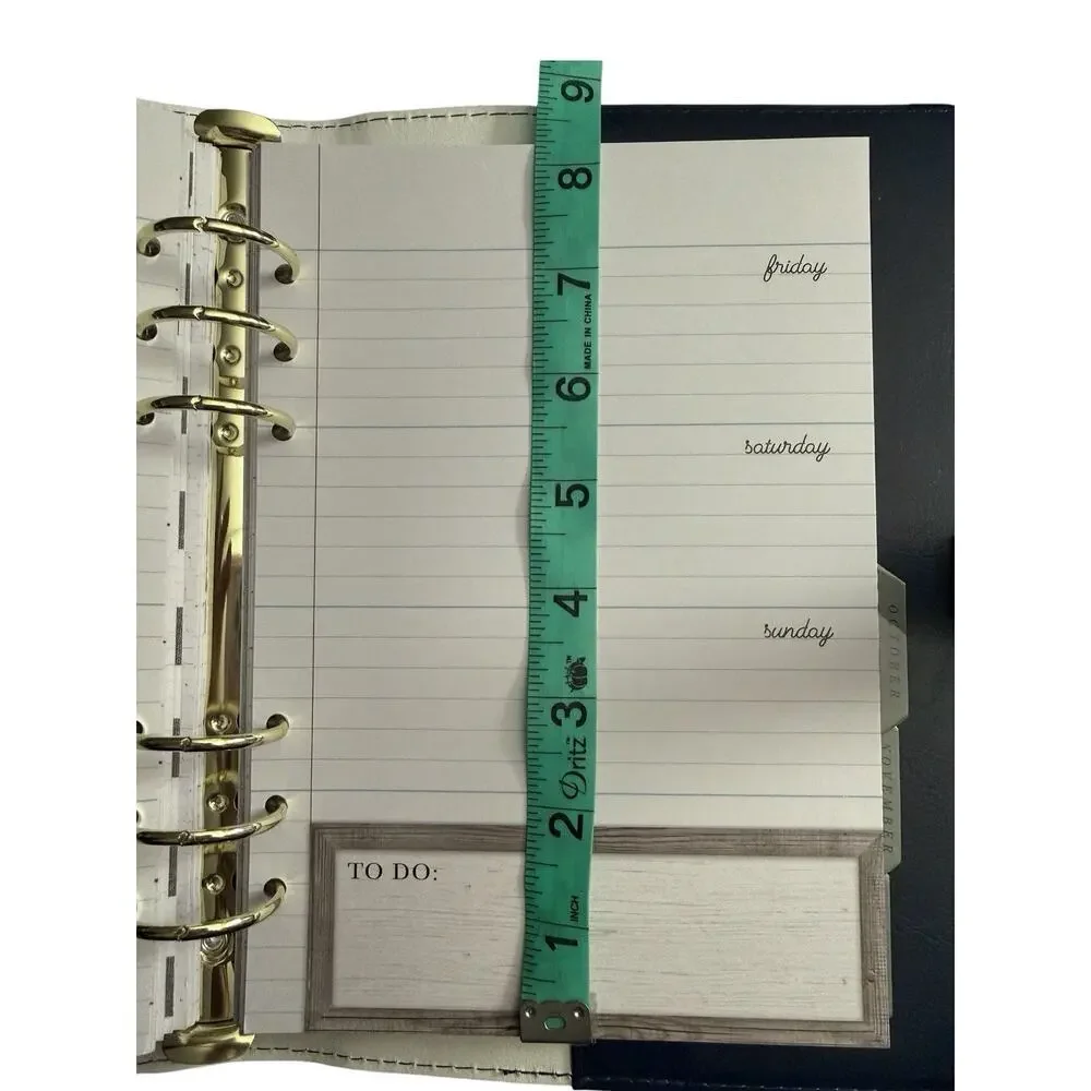 The Paper Studio Agenda 52 Navy Blue White Planner 6 Ring 7.5
